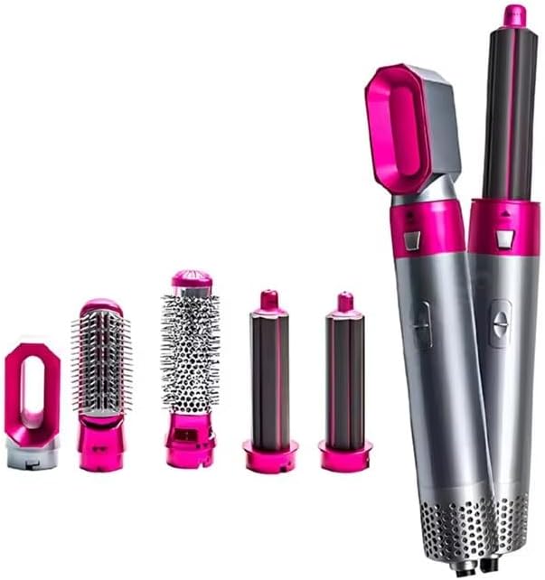 5-in-1 Hot Air Brush Hair Dryer – Interchangeable Styling Comb Set, Curling Iron, Straightener & Volumizer, Negative Ion Blow Dryer for Smooth, Frizz-Free Hair – For Home & Salon Use