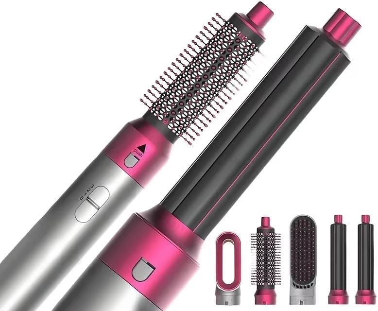 5-in-1 Hot Air Brush Hair Dryer – Interchangeable Styling Comb Set, Curling Iron, Straightener & Volumizer, Negative Ion Blow Dryer for Smooth, Frizz-Free Hair – For Home & Salon Use