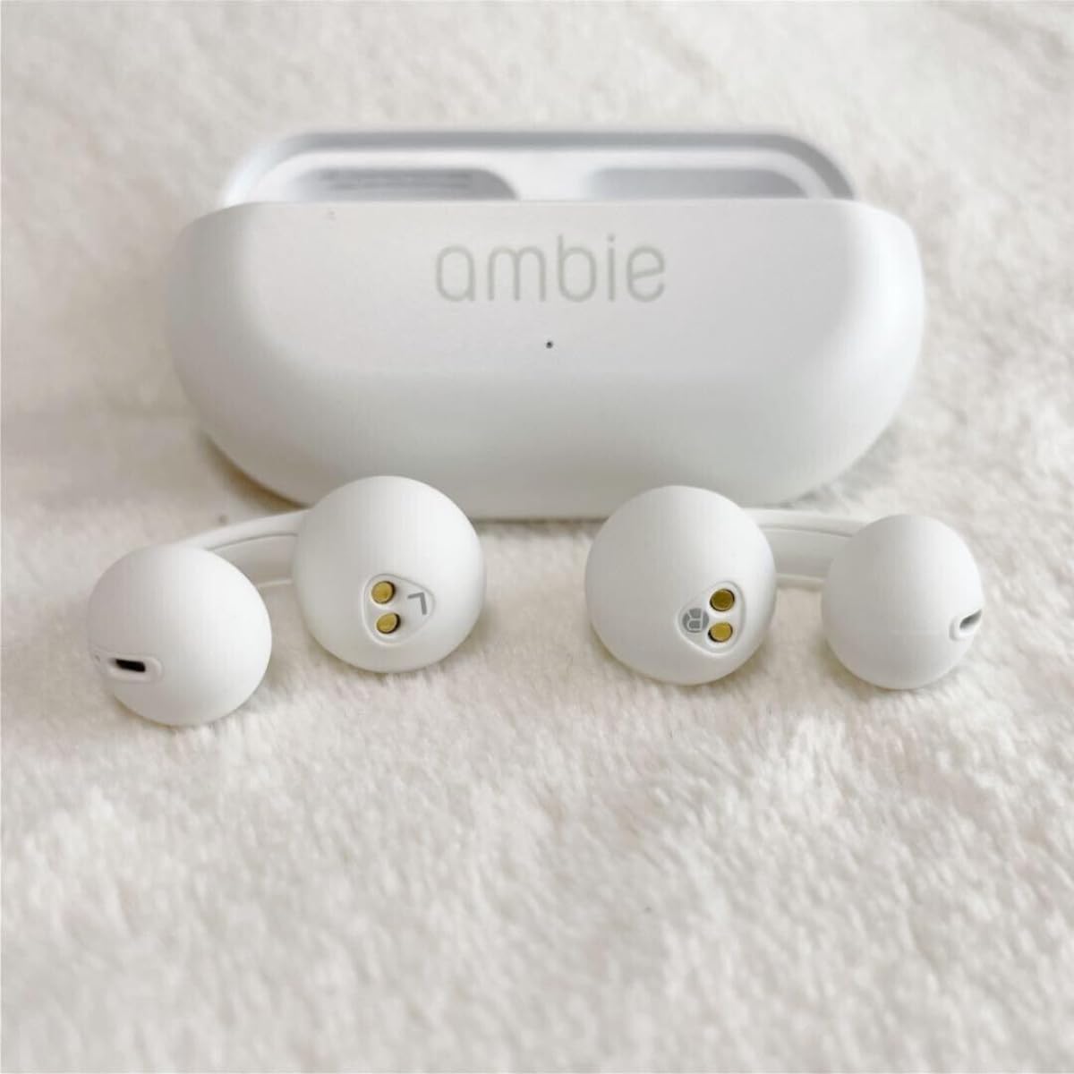 Ambie Sound Earcuffs Pro Upgrade TWS Wireless Earbuds, Bluetooth Earring Earphones, Sport Earbuds, Bone Conduction, Waterproof, Ideal for Women Gold, (WHITE)