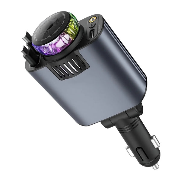 Retractable Car Charger with Starlight and Aromatherapy, 5 in 1 USB C Car Charger Adapter, 69W Fast Charging Cars Phone Chargers, Cars Air Freshener Compatible with iPhone 16 15 14 13 12 and Android