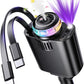 Retractable Car Charger with Starlight and Aromatherapy, 5 in 1 USB C Car Charger Adapter, 69W Fast Charging Cars Phone Chargers, Cars Air Freshener Compatible with iPhone 16 15 14 13 12 and Android