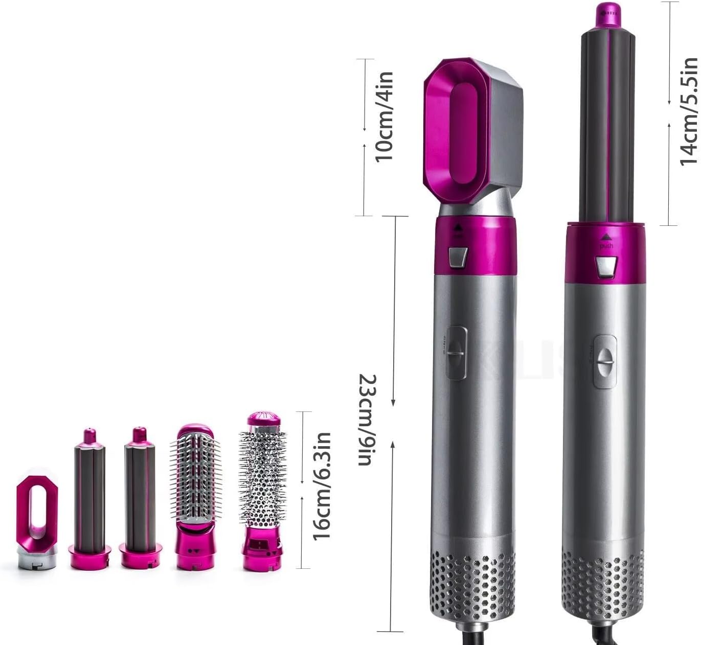 5-in-1 Hot Air Brush Hair Dryer – Interchangeable Styling Comb Set, Curling Iron, Straightener & Volumizer, Negative Ion Blow Dryer for Smooth, Frizz-Free Hair – For Home & Salon Use