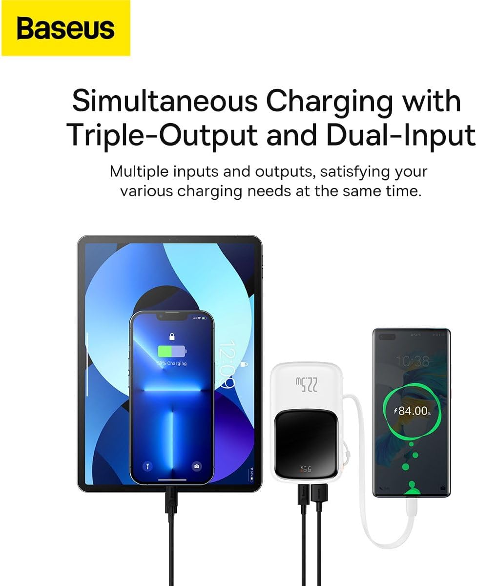 Baseus Qpow Pro Digital Display Fast Charge Power Bank 10000mAh 22.5W Type-C Edition White