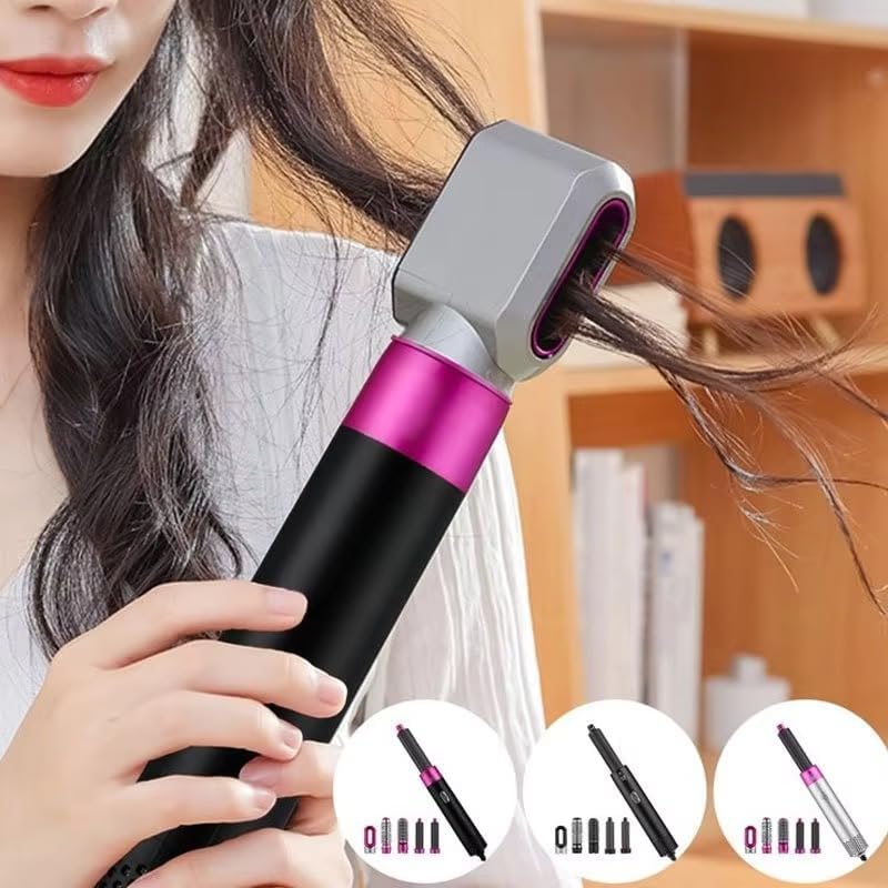 5-in-1 Hot Air Brush Hair Dryer – Interchangeable Styling Comb Set, Curling Iron, Straightener & Volumizer, Negative Ion Blow Dryer for Smooth, Frizz-Free Hair – For Home & Salon Use