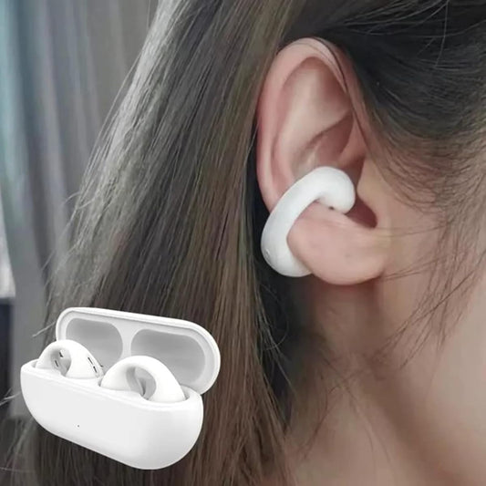 Ambie Sound Earcuffs Pro Upgrade TWS Wireless Earbuds, Bluetooth Earring Earphones, Sport Earbuds, Bone Conduction, Waterproof, Ideal for Women Gold, (WHITE)