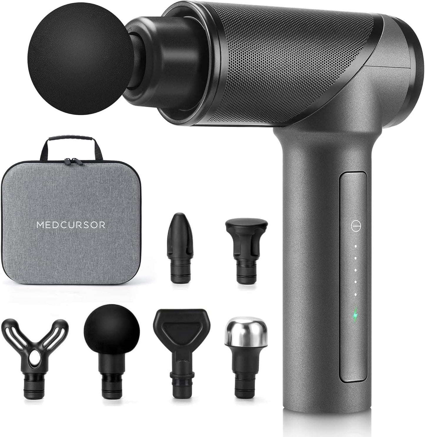 Medcursor Massage Gun Deep Tissue Percussion Muscle Mini Massager for Pain Relief, Handheld Electric Body Massager Sports Portable Super Quiet Brushless Motor, Grey