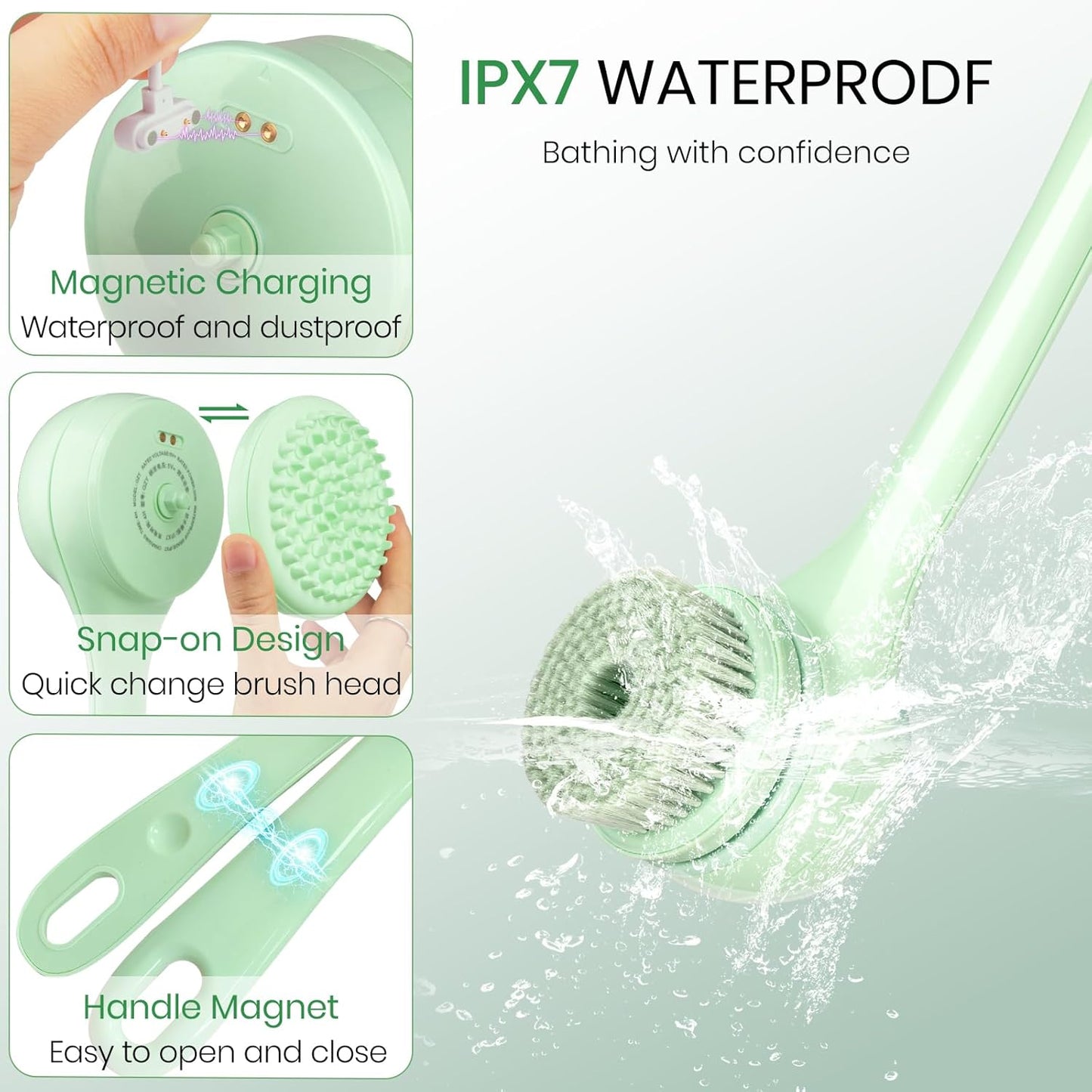 Electric Body Brush Back Scrubber For Shower