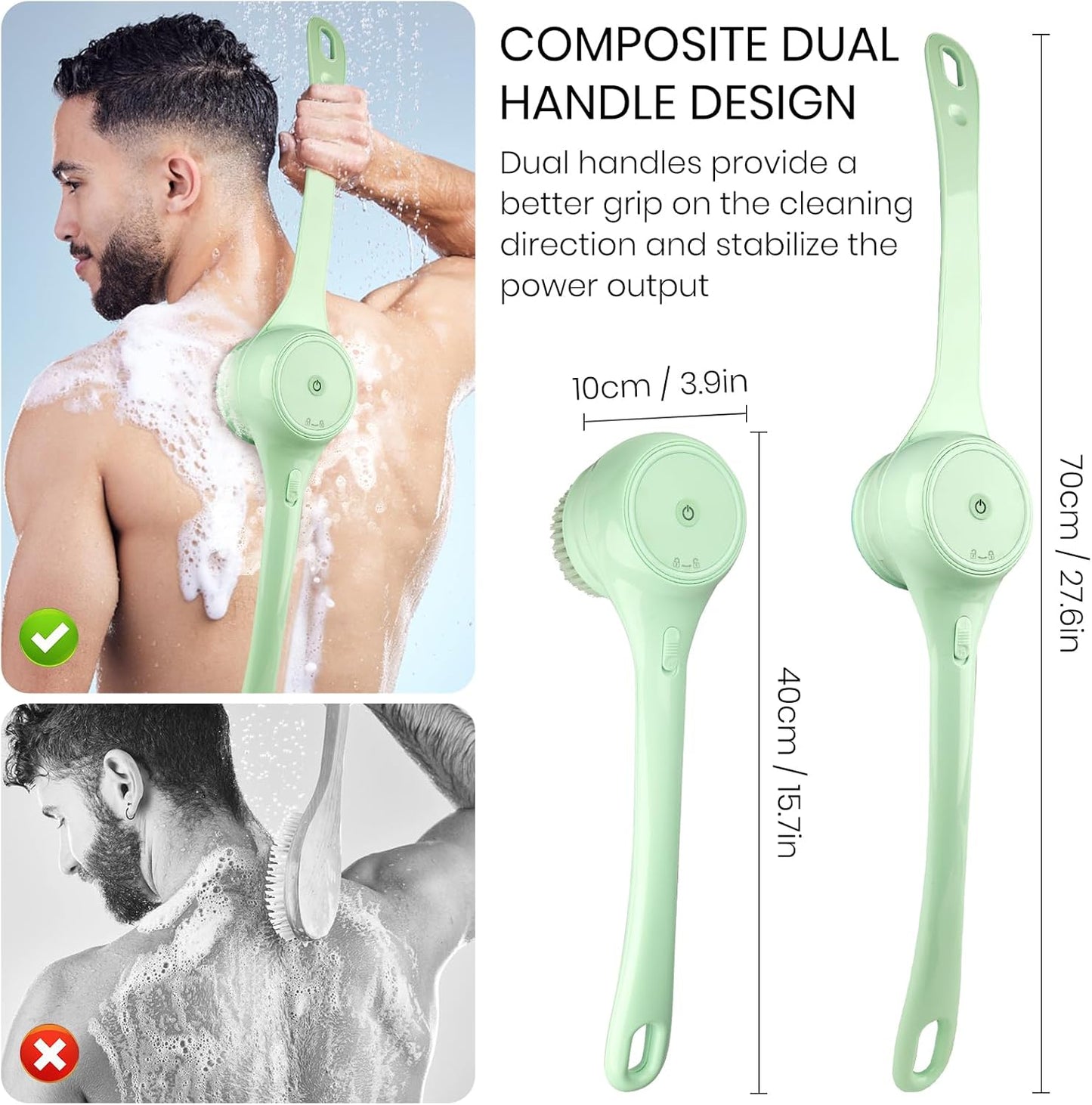 Electric Body Brush Back Scrubber For Shower