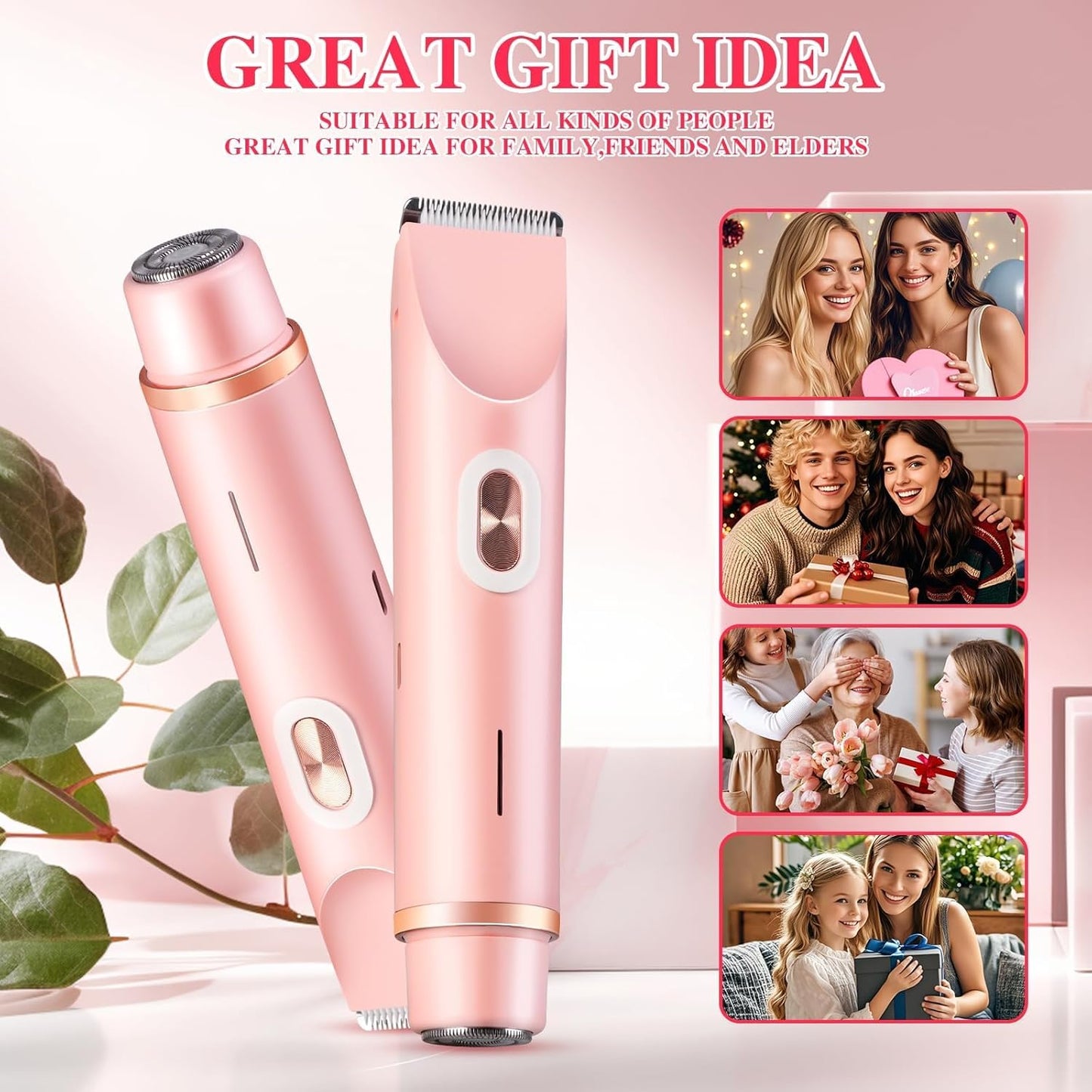 Comfort 2 in 1 Electric Lady Shaver, Dual Head Shaver Women, Bikini & Body Shaving, Waterproof Wet & Dry Use Body Hair Trimmer, Ladies Underarm Face Lip Legs Hands Hair Trimmer