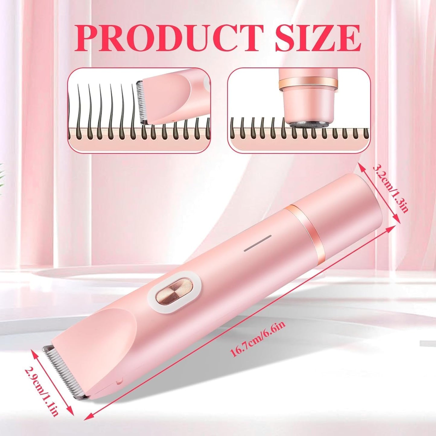 Comfort 2 in 1 Electric Lady Shaver, Dual Head Shaver Women, Bikini & Body Shaving, Waterproof Wet & Dry Use Body Hair Trimmer, Ladies Underarm Face Lip Legs Hands Hair Trimmer