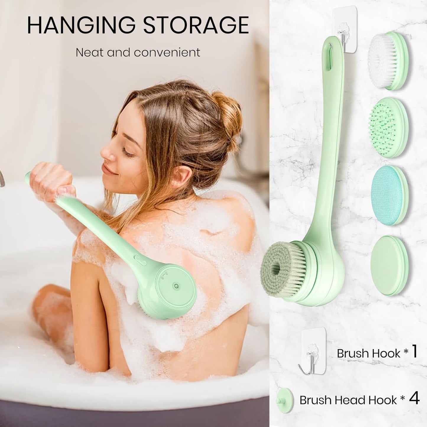 Electric Body Brush Back Scrubber For Shower
