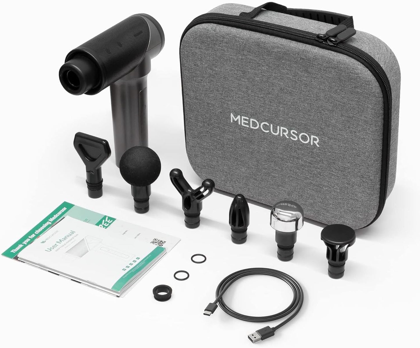 Medcursor Massage Gun Deep Tissue Percussion Muscle Mini Massager for Pain Relief, Handheld Electric Body Massager Sports Portable Super Quiet Brushless Motor, Grey