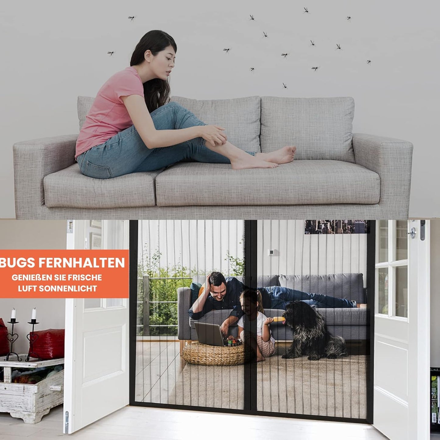 Diker Fly Screen Magnetic Door, 100 X 240 Cm, Curtain Balcony No Drilling, Insect Protection Curtain, Mosquito Net Doors For Living Room, Patio Black