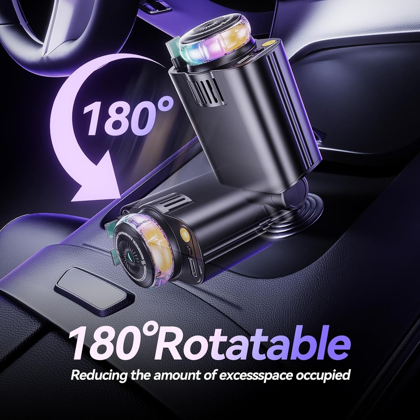 Retractable Car Charger with Starlight and Aromatherapy, 5 in 1 USB C Car Charger Adapter, 69W Fast Charging Cars Phone Chargers, Cars Air Freshener Compatible with iPhone 16 15 14 13 12 and Android