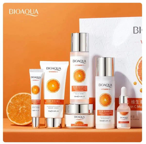 Bioaqua Vitamin C Facial Care Set – 6-Piece Brightening & Hydrating Skincare Routine